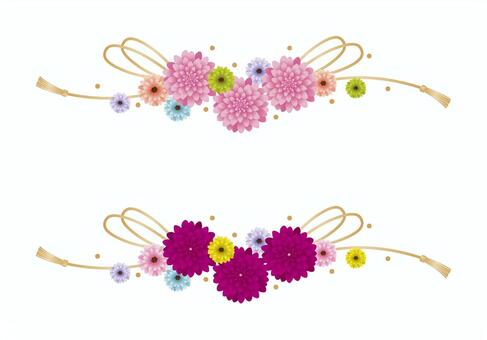 花かざり 正月,しめなわ,花,飾り,年賀,成人式,七五三,和モダン,結婚式,お祝いのイラスト素材