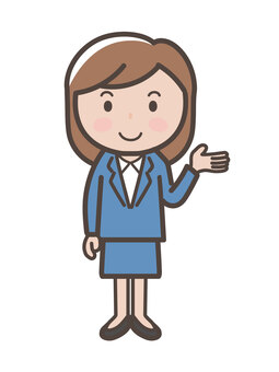 説明をするスーツ女性の全身イラスト 女性,スーツ,説明,案内,紹介,かわいい,会社員,ol,ポイント,教えるのイラスト素材