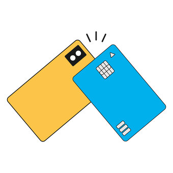 スマホを使ったクレカのタッチ決済 スマホ,クレジットカード,タッチ決済,非接触,会計,シンプル,アイコンのイラスト素材