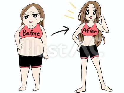 若い女性のダイエット ビフォーアフター