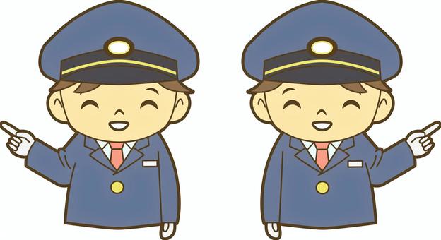 指を指す鉄道員 駅員,車掌,運転士,運転手,鉄道員,乗務員,鉄道,新幹線,路面電車,地下鉄のイラスト素材