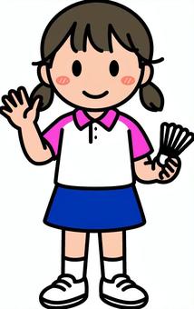 ピンクのバドミントンの女の子です。