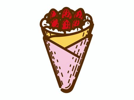 クレープアイコンアンティークペン画風 クレープ,イチゴ,アイコン,アンティーク,ヴィンテージ,レトロ,ペン画,線画,生クリーム,かわいいのイラスト素材