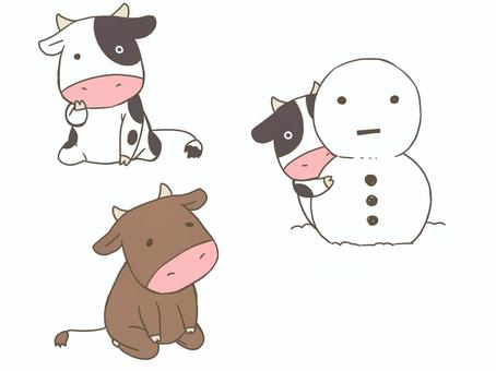 Illustration, cattle, animal, snowman, JPG, PNG and EPS