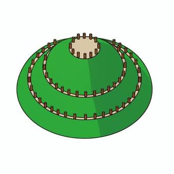 円墳 古墳時代,円墳,埴輪,墳丘,堤,緑地,通路,地形,遺跡,歴史のイラスト素材