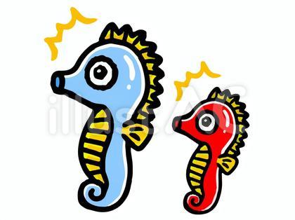 驚くタツノオトシゴの落書き風イラスト素材