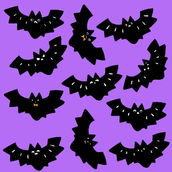 ハロウィンこうもりセット こうもり,ハロウィン,10月,飛行,秋,トリックオアトリート,セットのイラスト素材