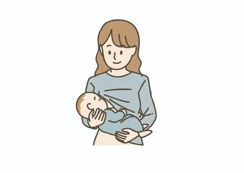 赤ちゃんに授乳する母親 授乳,母乳,赤ちゃん,母親,ママ,育児,子育て,乳幼児,愛情,スキンシップのイラスト素材