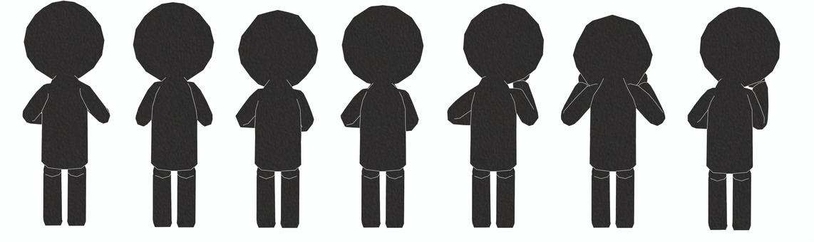 棒人間　ペパクラ風　座って色々な頬杖  頬杖,座る,楽しみ,わくわく,待つ,想像,妄想,くつろぐ,リフレッシュ,待ち遠しいのイラスト素材