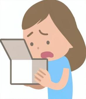 箱の中身にがっかりした女性 ガッカリ,開封,箱,違う,女性,あからさま,いやそう,開ける,中身,不満のイラスト素材