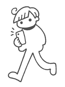 歩きスマホをする男性 歩きスマホ,スマートフォン,携帯電話,見る,見ながら,歩く,男性,不注意,危ない,危険のイラスト素材