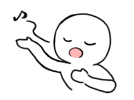 歌う棒人間 棒人間,歌唱,オペラ,ミュージカル,人物,手描き,落書き,表情,黒,シンプルのイラスト素材