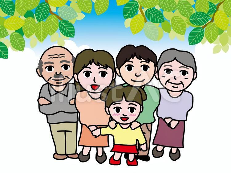 親子三世代と四季（2）夏の新緑 新緑,夏,木の葉のイラスト素材