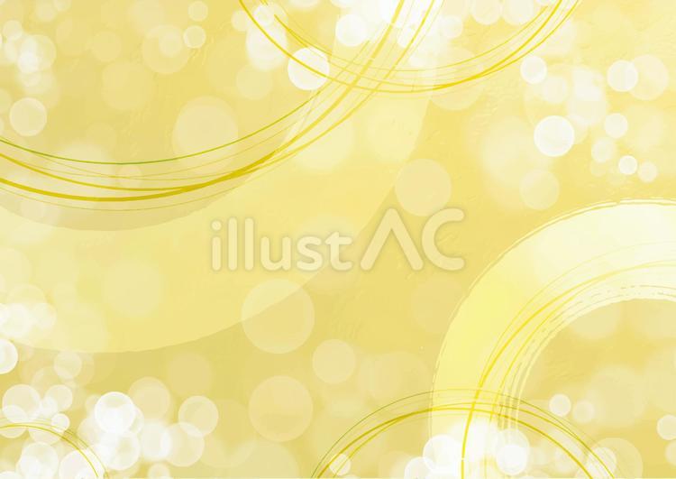 ゴールドの筆と円形のあしらい和風背景 背景,金,和のイラスト素材