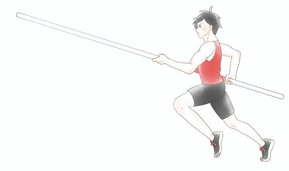 棒高跳びで助走する男子の水彩風イラスト 棒高跳びで助走する男子の水彩風イラスト 棒高跳び,男子,助走,走る,選手,スポーツ,運動,アスリート,陸上,競技のイラスト素材