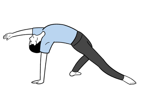 手書き_ヨガポーズ_ワイルドシング_02 手書き,線画,男性,ヨガ,ヨガポーズ,ワイルドシング,ストレッチ,エクササイズ,フィットネス,体幹のイラスト素材