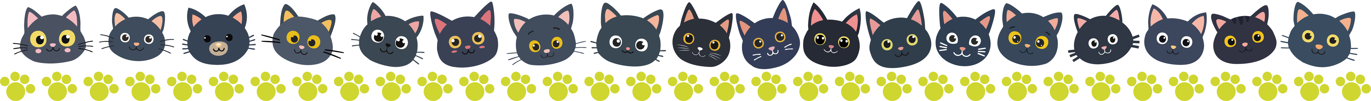 黒猫と肉球の罫線 罫線,黒猫,肉球,猫,野良猫,保護猫,動物,生き物のイラスト素材