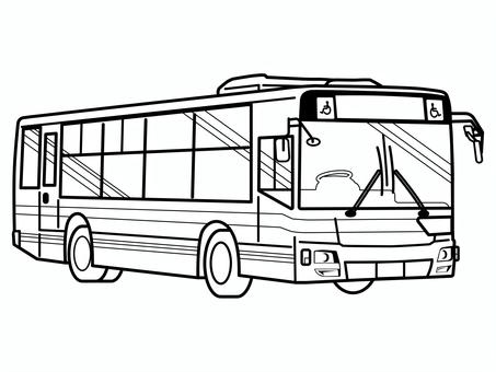 路線バス_線画 はたらく,バス,路線バス,線画,白黒,シンプル,乗り物,車,ベクターのイラスト素材