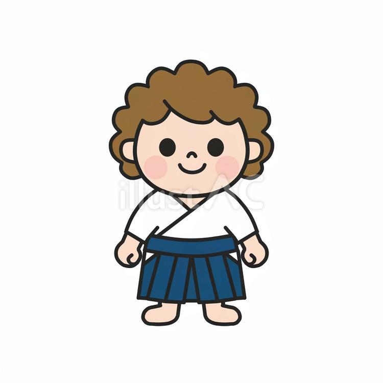 武道系の習い事がしたい袴姿の子ども4 袴,武道,道着のイラスト素材
