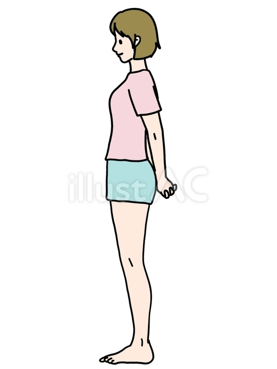後ろで手を組む女性 女性,直立姿勢,直立のイラスト素材