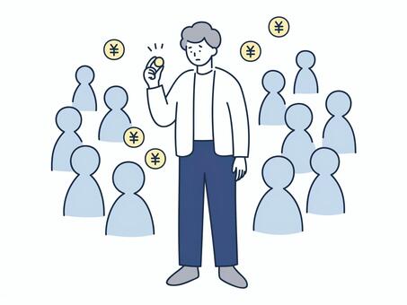 競合が多く単価に悩む男性の課題 人物,男性,ビジネス,仕事,悩む,競合,単価,低い,クラウド,依頼のイラスト素材