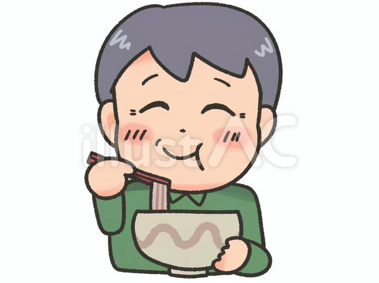 手描き風そばを食べるおじいさん 蕎麦,老人,おじいさんのイラスト素材