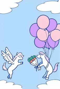 午年・ペガサスの年賀状(文字なし) 午年・ペガサスの年賀状(文字なし) 年賀状,午年,ハッピーニューイヤー,新年,お祝い,お正月,2026,冬,馬,ペガサスのイラスト素材