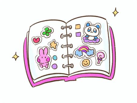 バインダー式シール帳イラスト/平成ブーム シール帳,シール,女児,平成,ファンシー,キャラクター,ノート,バインダー,コレクション,文房具のイラスト素材