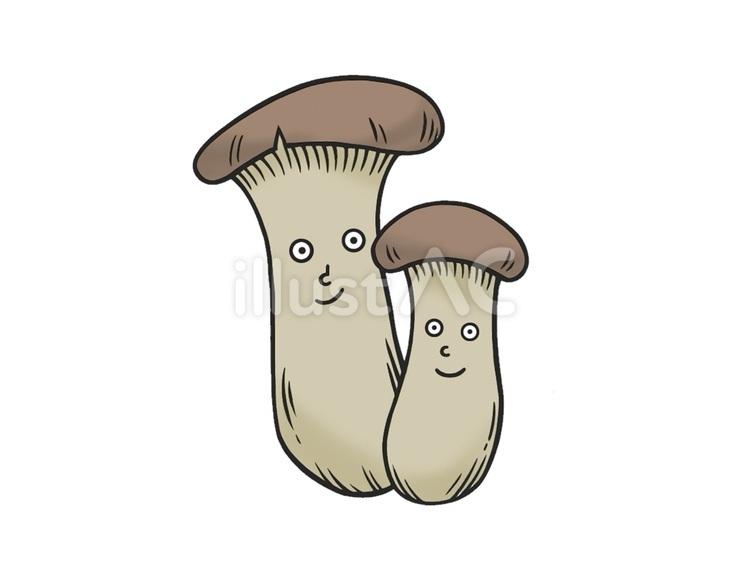 可愛い笑顔の顔のある茸（キノコ） キノコ,エリンギ,顔のイラスト素材