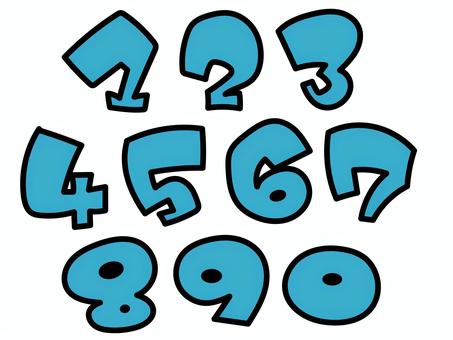 踊る数字セット青 数字,文字,算数,数学,日付,セット,年月日,値段,プライスカード,かわいいのイラスト素材