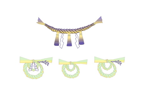 しめ縄セット  しめ縄,正月,正月飾り,稲わら,編む,神社,門,玄関,冬,1月のイラスト素材