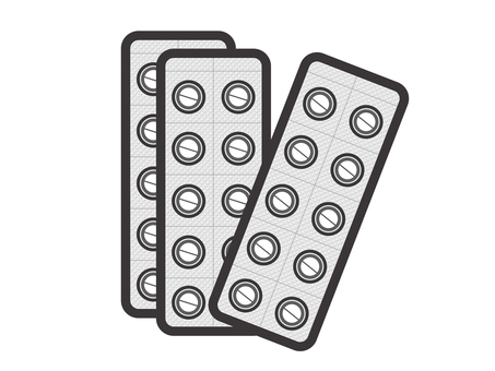 薬（錠剤・シート３枚）01-02 薬,錠剤,ブリスターパック,ptpシート,薬局,病院,病気,治療,アイコン,マークのイラスト素材