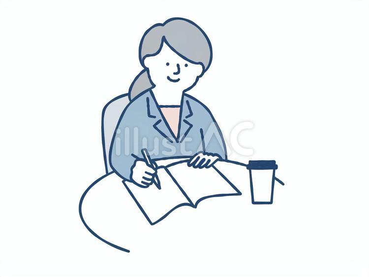 書類を書く女性 書く,記入,ノートのイラスト素材