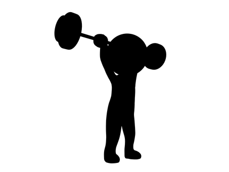 バーベルを持ち上げたシルエット シルエット,モノクロ,筋トレ,バーベル,ウェイトトレーニング,トレーニング,フィットネス,鍛錬,重量挙げ,ボディメイクのイラスト素材