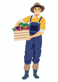 農業3 農業,農家,農産物,野菜,収穫,農作業,畑仕事,家庭菜園,男性,一人のイラスト素材