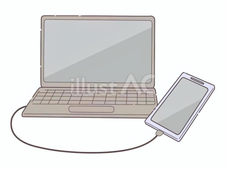 PCにデータを送るスマートフォン スマホ,モバイル,端末のイラスト素材
