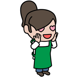 目がハートの店員 店員,目がハート,恋愛,笑顔,ときめき,可愛い,表情,感情,幸せ,接客のイラスト素材