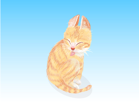 チャトラ 猫,チャトラ,かわいい,水彩画風,癒し,毛づくろいのイラスト素材