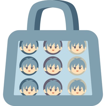 【そのまま使える】オタ活バッグ4 バッグ,ビニールバッグ,オタ活,推し活,チャーム,推し,キャラクター,男の子,缶バッジ,可愛いのイラスト素材