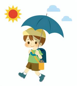 Elementary school students walking with an umbrella, JPG and AI Elementary school students walking with an umbrella, , JPG and AI
