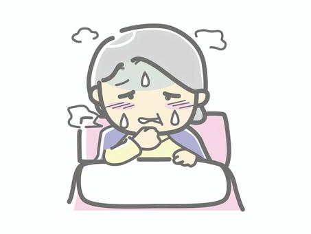 Illustration, sick, high fever, influenza, 