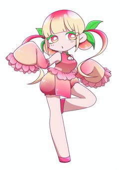 擬人化フルーツ【モモ】 擬人化,フルーツ,モモ,桃,ピンク,かわいい,女の子,女性,チャイナ,全身のイラスト素材