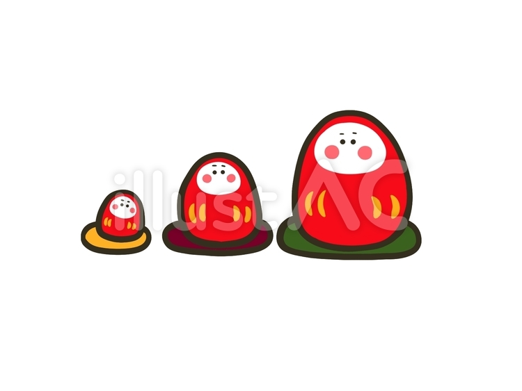だるまさん家族（座布団付き） だるま,縁起物,座布団のイラスト素材