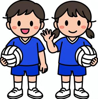 ネイビーのバレーボールの子供たちです。