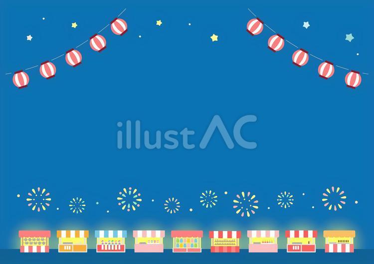夏の花火、花火大会や夏祭り、盆踊りの背景 夏祭り,花火,夏のイラスト素材
