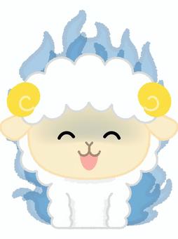 ヒツジ秘めたる怒り 羊,暗い,怖い,炎,動物,白,可愛いのイラスト素材
