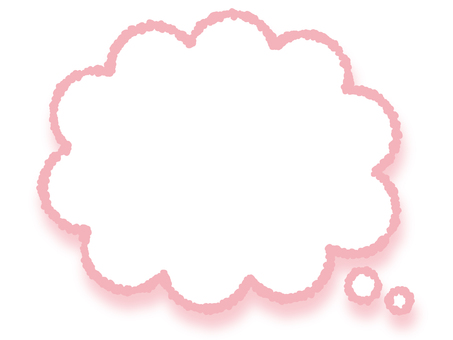 クレヨンの吹き出し　影付　ピンク 吹き出し,ふきだし,フレーム,枠,もくもく,もこもこ,雲,考える,妄想,ふわふわのイラスト素材