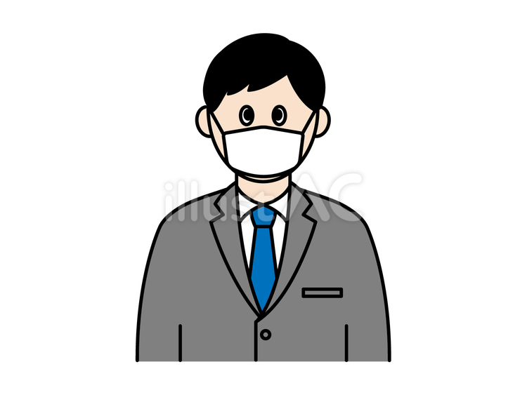 スーツを着た男性（マスクあり） 男性,スーツ,マスクのイラスト素材