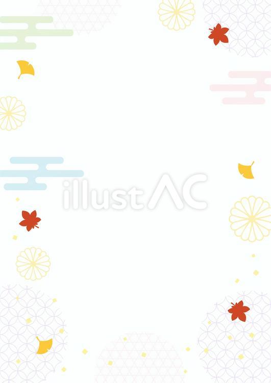 秋の紅葉と和柄の背景04 秋,敬老の日,和柄のイラスト素材