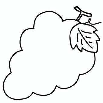 読書の木用_葉っぱつきぶどうのフレーム ぶどう,葉っぱ,白黒,手描き,テンプレート,フレームのイラスト素材